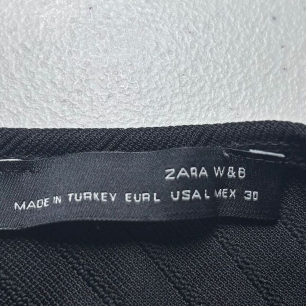 ZARA W&B Collection Black Ribbed Textured Sleeveless Dress Size Large - Picture 7 of 10